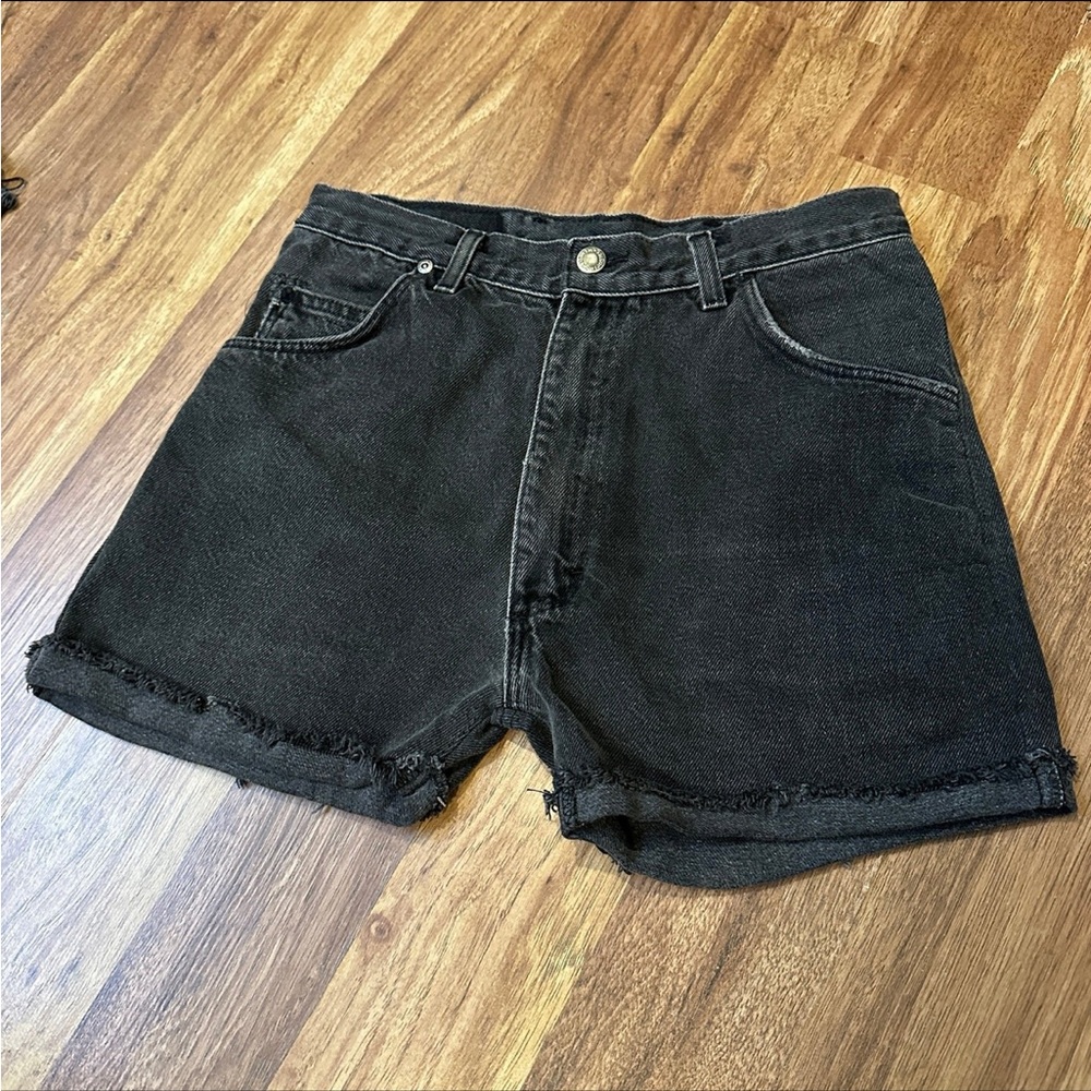 Size 24 Wrangler High Rise Black Denim Shorts